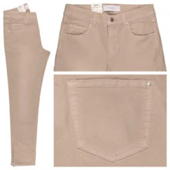 Angels Skinny Ankle Zip Jeans Light Sand Used Fringe