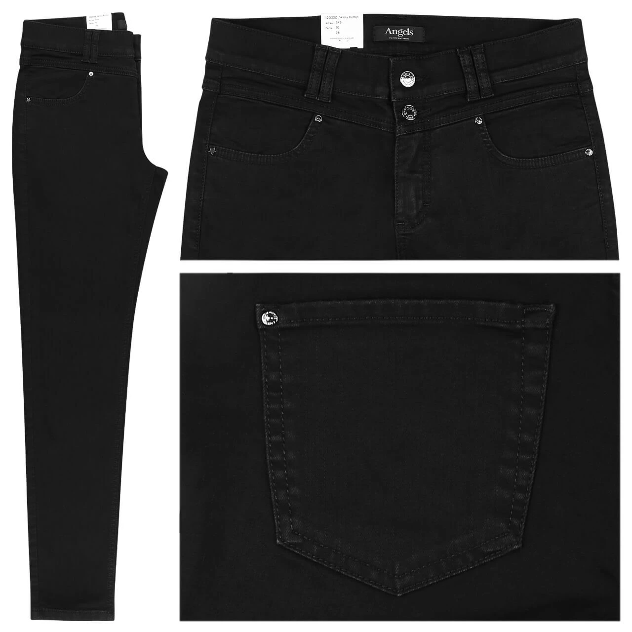 Angels Skinny Button Jeans Night Black 1 Angels Skinny Button Jeans Night Black