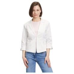 Betty Barclay Damen 3/4 Arm Blazer Off White -Modezauber Günstiges Geschäft betty barclay 3 4 arm blazerjacke kurz weiss 1014 model vorne