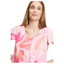 Betty Barclay Damen Kurzarm Bluse Pink Rose Print 12 Betty Barclay Damen Kurzarm Bluse Pink Rose Print -Modezauber Günstiges Geschäft betty barclay bluse kurzarm pink orange rosa 4843 detail model vorn
