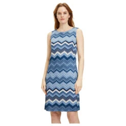 Betty Barclay Damen Trägerkleid Blue Cream Zigzag 11 Betty Barclay Damen Trägerkleid Blue Cream Zigzag -Modezauber Günstiges Geschäft betty barclay kleid kurz ohne arm blau 8811 model vorne