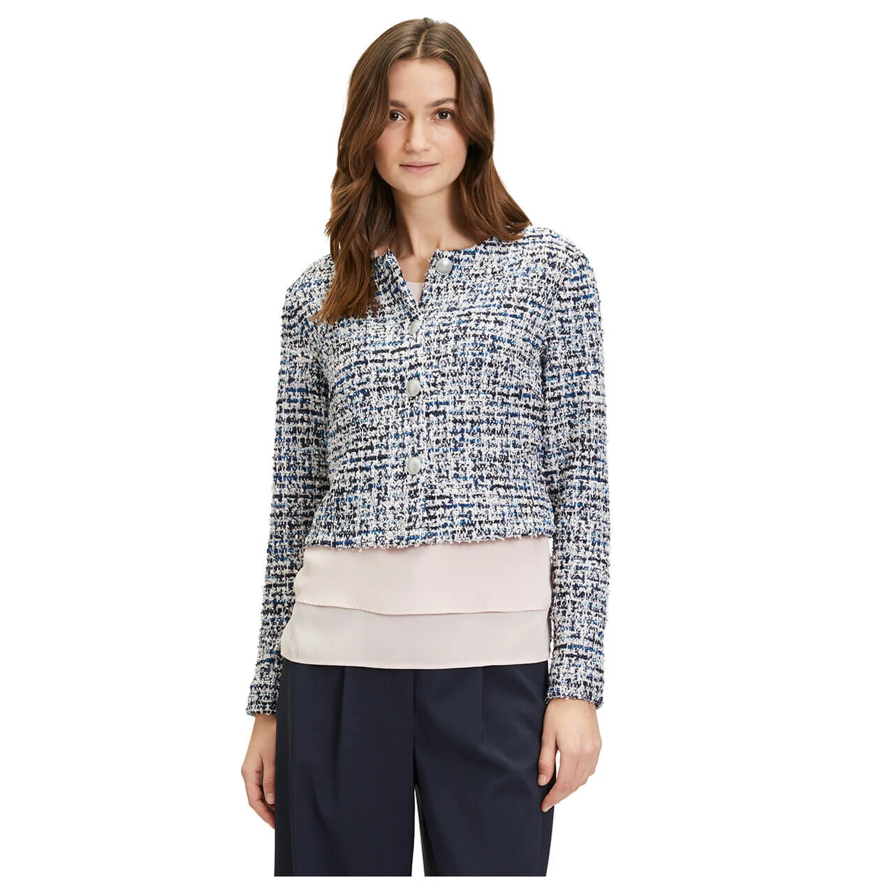 Betty Barclay Damen Bouclé Jacke Dark Blue Rose 3 Betty Barclay Damen Bouclé Jacke Dark Blue Rose – Bild 3