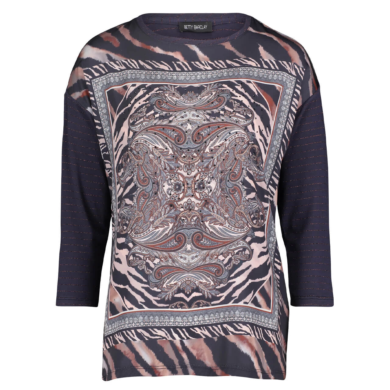 Betty Barclay Damen 3/4 Arm Shirt Dark Blue Brown 1 Betty Barclay Damen 3/4 Arm Shirt Dark Blue Brown