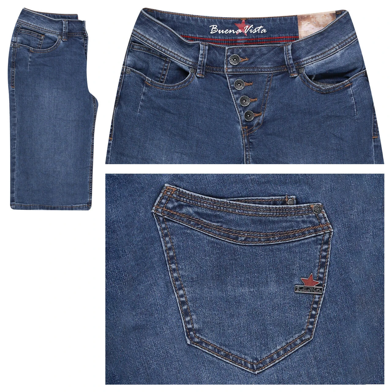 Buena Vista Malibu-Short Stretch Denim Jeans Midstone Blue 1 Buena Vista Malibu-Short Stretch Denim Jeans Midstone Blue