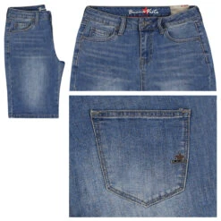 Buena Vista Paulina-Short Stretch Denim Jeans Mid Blue