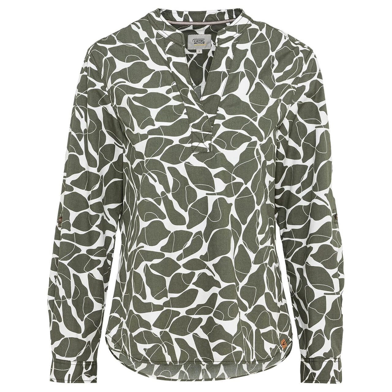 Camel Active Damen Langarm Bluse Olive Printed 1 Camel Active Damen Langarm Bluse Olive Printed