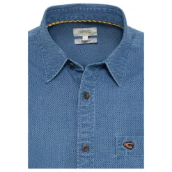 Camel Active Herren Langarm Hemd Indigo Blue Printed -Modezauber Günstiges Geschäft camel active hemd blau 47 detail vorne 28229