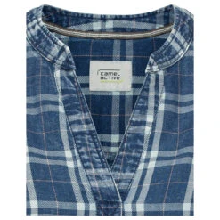 Camel Active Damen Langarm Bluse Indigo Blue Check -Modezauber Günstiges Geschäft camel active hemdbluse blau 40 detail vorne