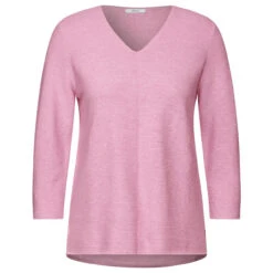 Cecil Damen 3/4 Arm Pullover Structured V-Neck Tender Rose Melange