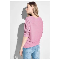 Cecil Damen 3/4 Arm Pullover Structured V-Neck Tender Rose Melange -Modezauber Günstiges Geschäft cecil 3 4 arm structured v neck pullover rosa 15644 model hinten