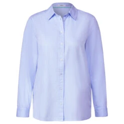 Cecil Damen Langarm Bluse Stripe Structure Soft Real Blue