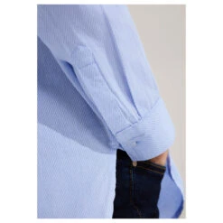 Cecil Damen Langarm Bluse Stripe Structure Soft Real Blue -Modezauber Günstiges Geschäft cecil bluse soft real blue 15402 detail