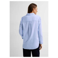 Cecil Damen Langarm Bluse Stripe Structure Soft Real Blue -Modezauber Günstiges Geschäft cecil bluse soft real blue 15402 modell hinten