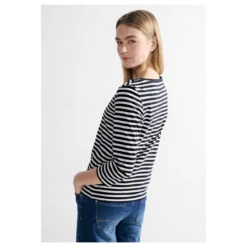 Cecil Damen 3/4 Arm Shirt Boatneck Melange Stripe Universal Blue 8 Cecil Damen 3/4 Arm Shirt Boatneck Melange Stripe Universal Blue -Modezauber Günstiges Geschäft cecil boatneck melange stripe streifenshirt blau 25512 model seite