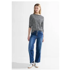 Cecil Damen 3/4 Arm Shirt Boatneck Melange Stripe Universal Blue 9 Cecil Damen 3/4 Arm Shirt Boatneck Melange Stripe Universal Blue -Modezauber Günstiges Geschäft cecil boatneck melange stripe streifenshirt blau 25512 model vorne