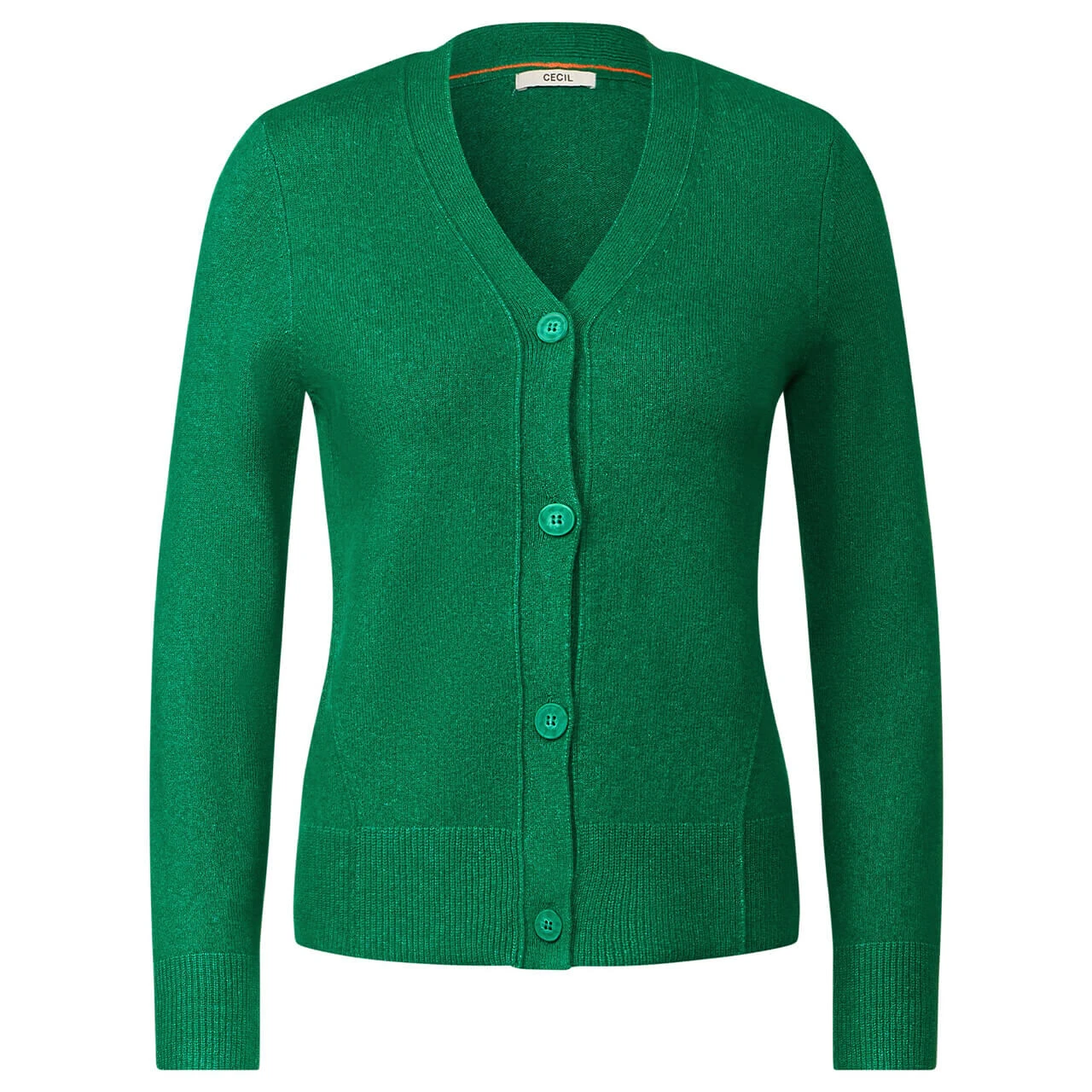 Cecil Damen Strickjacke Cozy Buttoned Cardigan Bright Green Melange 1 Cecil Damen Strickjacke Cozy Buttoned Cardigan Bright Green Melange