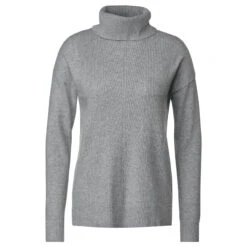 Cecil Damen Rollkragen Pullover Cosy Rib-Mix Mineral Grey Melange