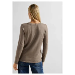 Cecil Damen Pullover Cosy Taupe Melange -Modezauber Günstiges Geschäft cecil cosy shirt beige 12479 model hinten
