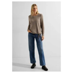 Cecil Damen Pullover Cosy Taupe Melange -Modezauber Günstiges Geschäft cecil cosy shirt beige 12479 model vorne