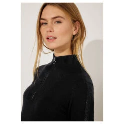 Cecil Damen Langarm Kleid Cozy Zip Troyer Black 8 Cecil Damen Langarm Kleid Cozy Zip Troyer Black -Modezauber Günstiges Geschäft cecil cosy zip troyer dress troyerkleid schwarz 10001 model detail