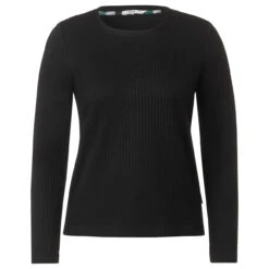 Cecil Damen Sweatshirt Cropped Structure Black
