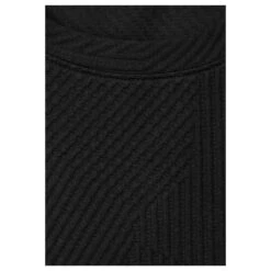 Cecil Damen Sweatshirt Cropped Structure Black 11 Cecil Damen Sweatshirt Cropped Structure Black -Modezauber Günstiges Geschäft cecil cropped structure shirt schwarz 10001 detail