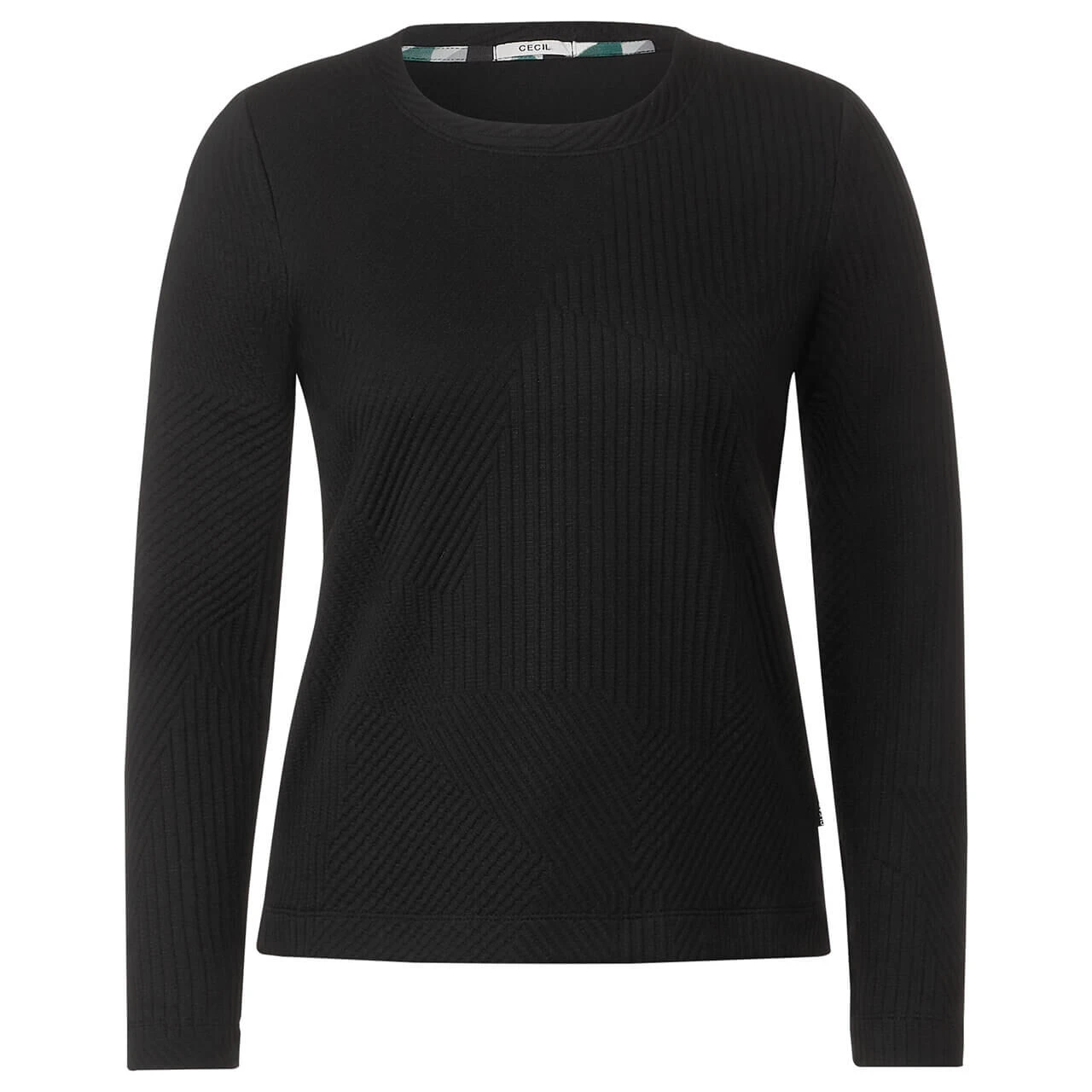 Cecil Damen Sweatshirt Cropped Structure Black 1 Cecil Damen Sweatshirt Cropped Structure Black