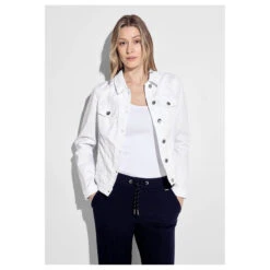 Bestseller -Modezauber Günstiges Geschäft cecil denim jacket colored jeansjacke weiss 10000 model vorne