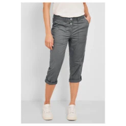 Cecil New York Capri Papertouch 3/4 Baumwollhose Graphit Light Grey -Modezauber Günstiges Geschäft cecil jeans new york papertouch 3 4 grau 10498 ansicht front