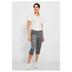 Cecil New York Capri Papertouch 3/4 Baumwollhose Graphit Light Grey -Modezauber Günstiges Geschäft cecil jeans new york papertouch 3 4 grau 10498 ansicht vorne