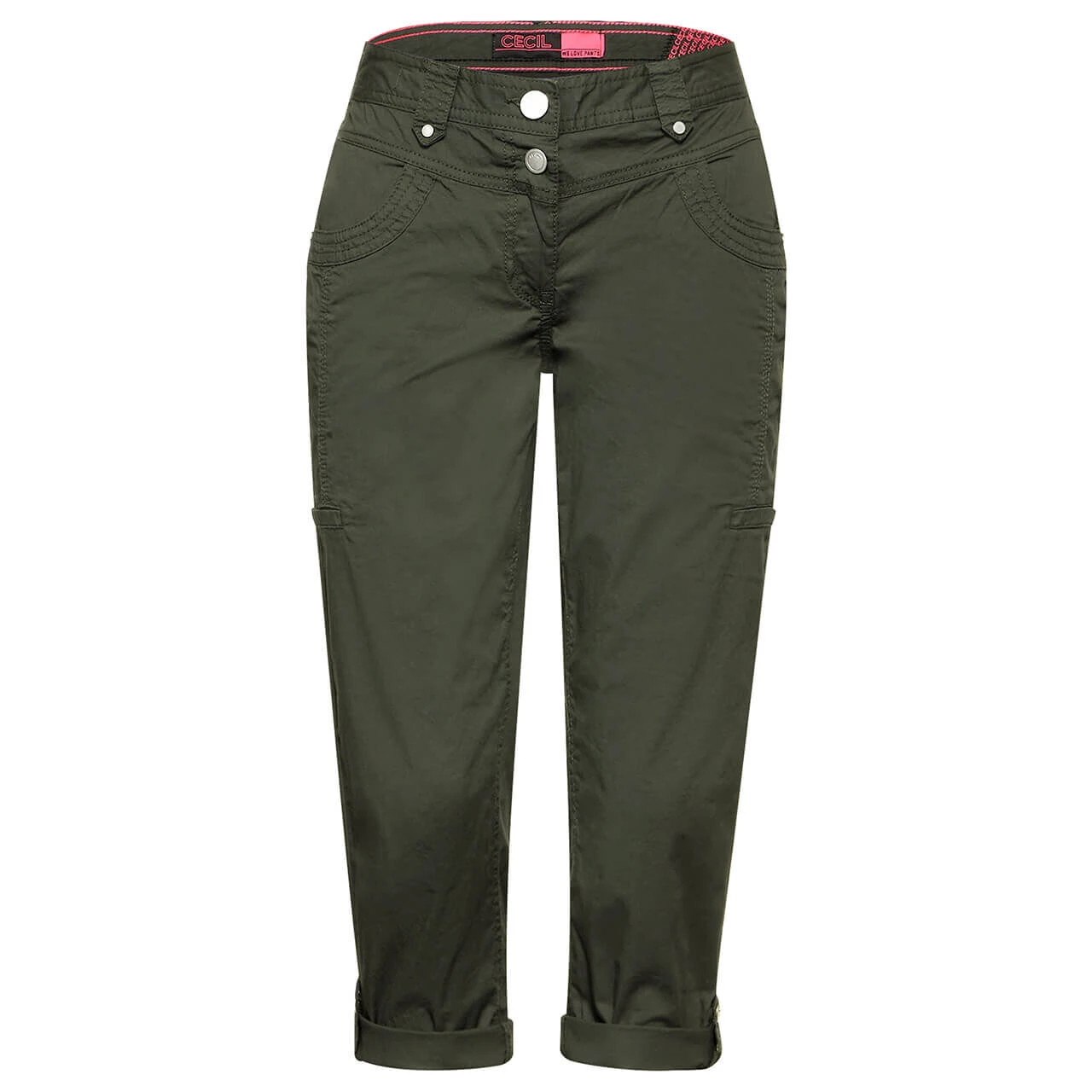 Cecil New York Capri Papertouch 3/4 Baumwollhose Strong Khaki 1 Cecil New York Capri Papertouch 3/4 Baumwollhose Strong Khaki