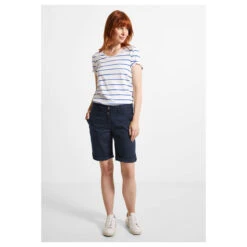 Cecil New York Baumwoll Shorts Deep Blue -Modezauber Günstiges Geschäft cecil jeans new york shorts dunkelblau 10128 ansicht front