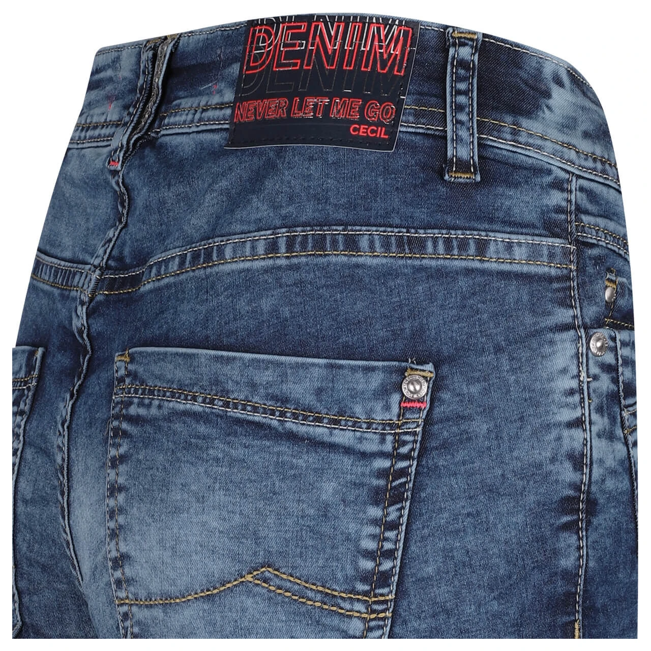 Cecil Scarlett Jeans Shorts Mid Blue Used Washed 9 Cecil Scarlett Jeans Shorts Mid Blue Used Washed – Bild 9