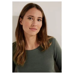 Cecil Damen Langarm Shirt Pia Dynamic Khaki -Modezauber Günstiges Geschäft cecil langarmshirt pia khaki 15612 model