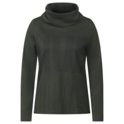 Cecil Damen Langarm Shirt Volume Collar Dynamic Khaki