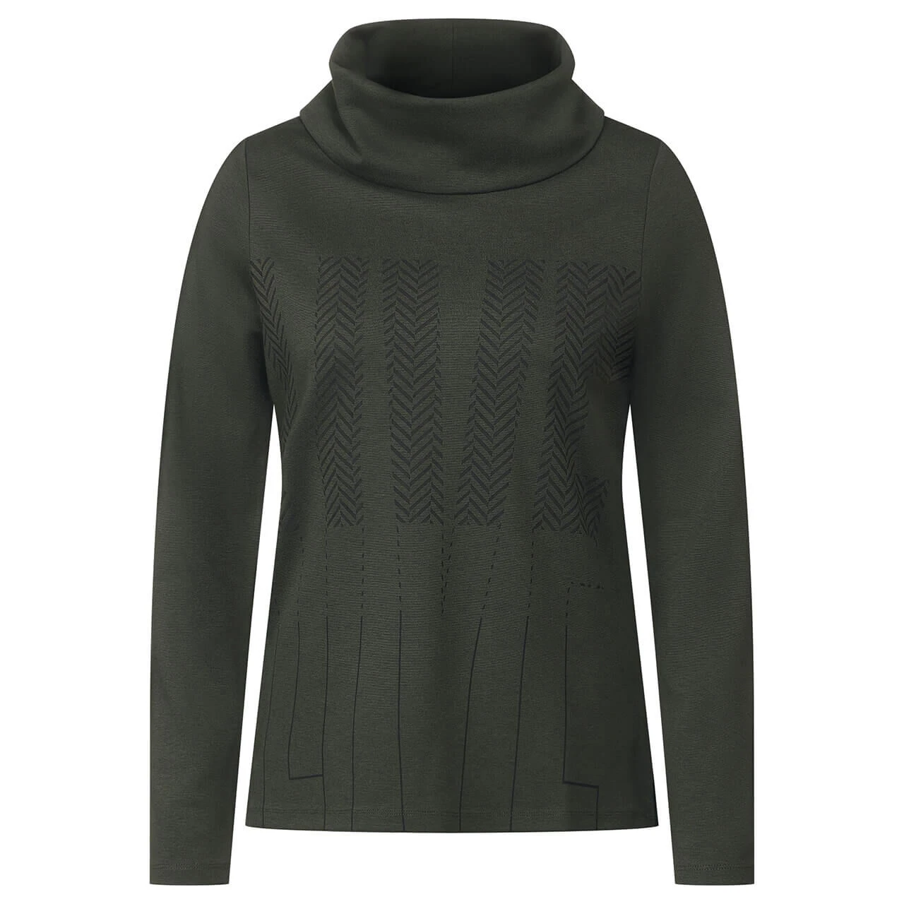 Cecil Damen Langarm Shirt Volume Collar Dynamic Khaki 1 Cecil Damen Langarm Shirt Volume Collar Dynamic Khaki