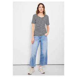 Cecil Lena T-Shirt Deep Blue Stripes -Modezauber Günstiges Geschäft cecil lena stripe t shirt blau 20128 vorne