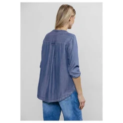 Cecil Damen 3/4 Arm Bluse Lyocell Mid Blue Wash 7 Cecil Damen 3/4 Arm Bluse Lyocell Mid Blue Wash -Modezauber Günstiges Geschäft cecil lyocell blouse bluse blau 10281 model hinten