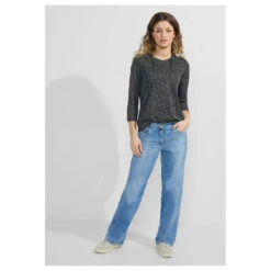 Cecil Damen 3/4 Arm Shirt Minimal Tunic Strong Khaki Printed -Modezauber Günstiges Geschäft cecil minimal tunic gruen 25382 model