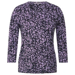 Cecil Damen 3/4 Arm Shirt Minimal Tunic Universal Blue Printed