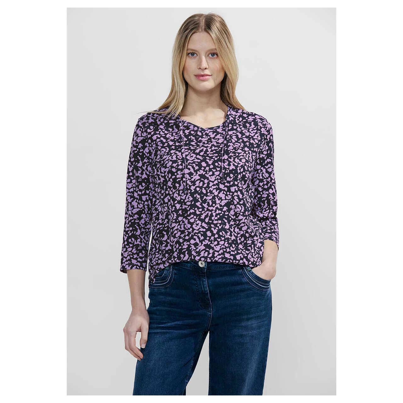 Cecil Damen 3/4 Arm Shirt Minimal Tunic Universal Blue Printed 2 Cecil Damen 3/4 Arm Shirt Minimal Tunic Universal Blue Printed – Bild 2