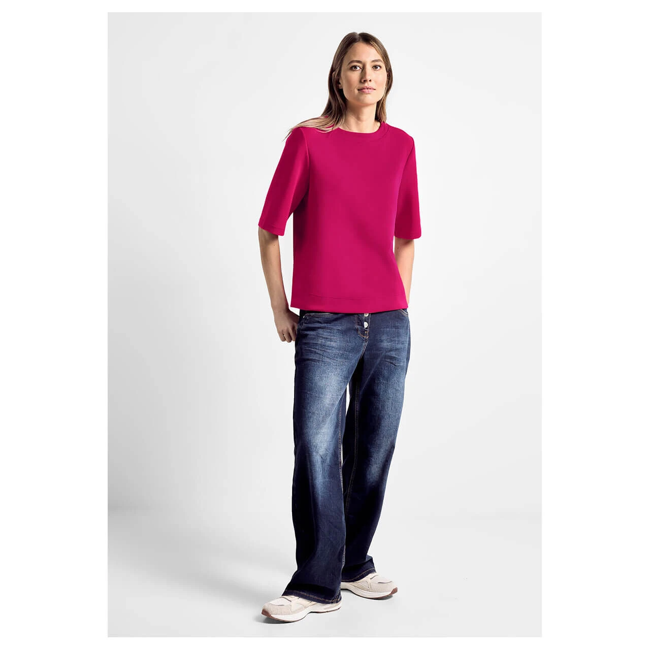 Cecil Damen Kurzarm Sweatshirt Pink Sorbet 4 Cecil Damen Kurzarm Sweatshirt Pink Sorbet – Bild 4