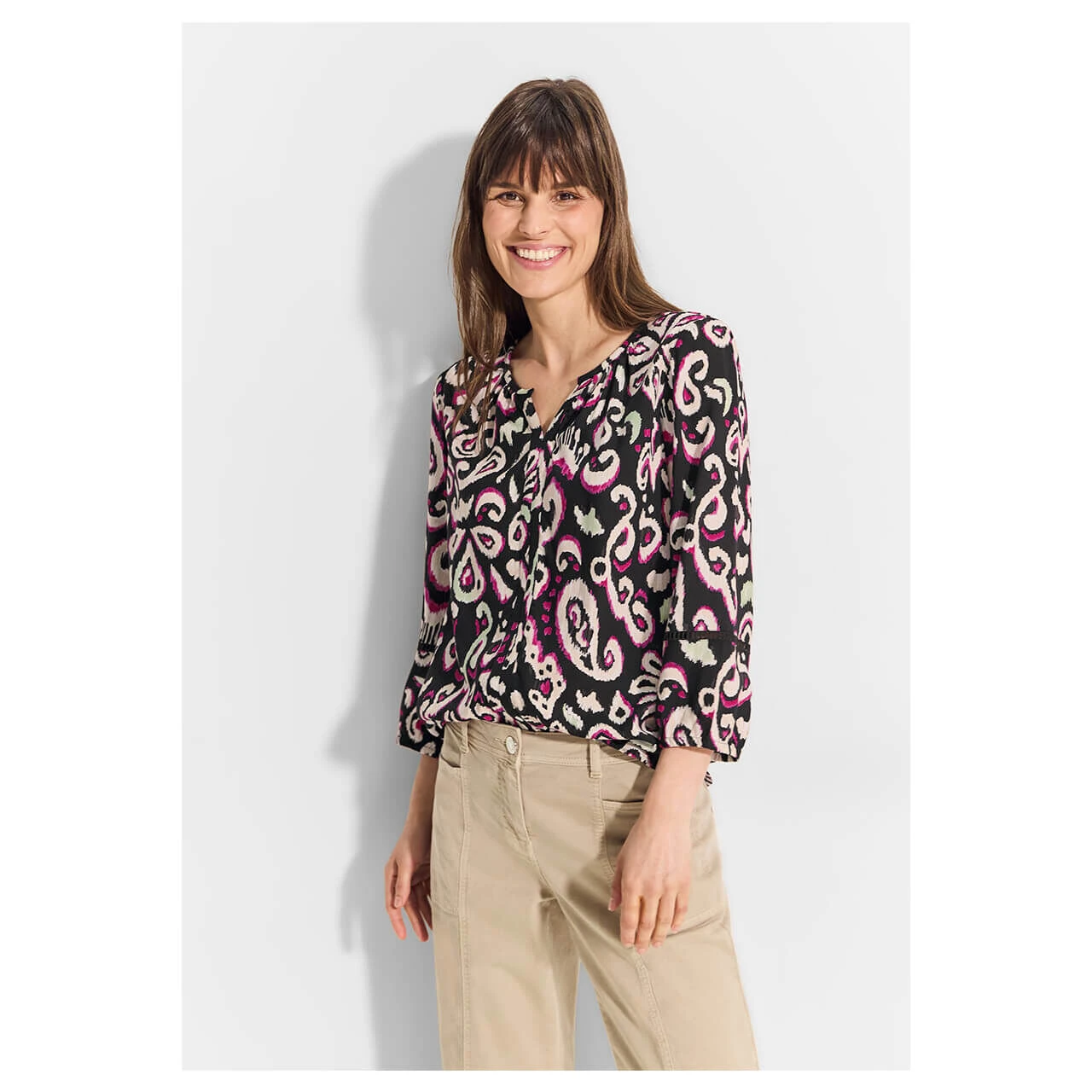 Cecil Damen 3/4 Arm Bluse Multicolor Print Black 2 Cecil Damen 3/4 Arm Bluse Multicolor Print Black – Bild 2