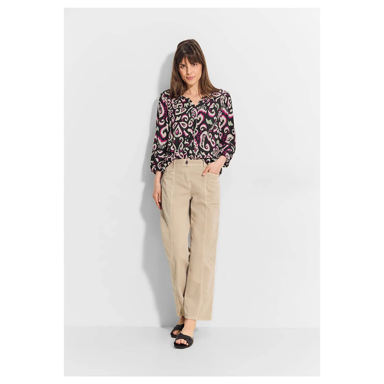 Cecil Damen 3/4 Arm Bluse Multicolor Print Black 4 Cecil Damen 3/4 Arm Bluse Multicolor Print Black – Bild 4