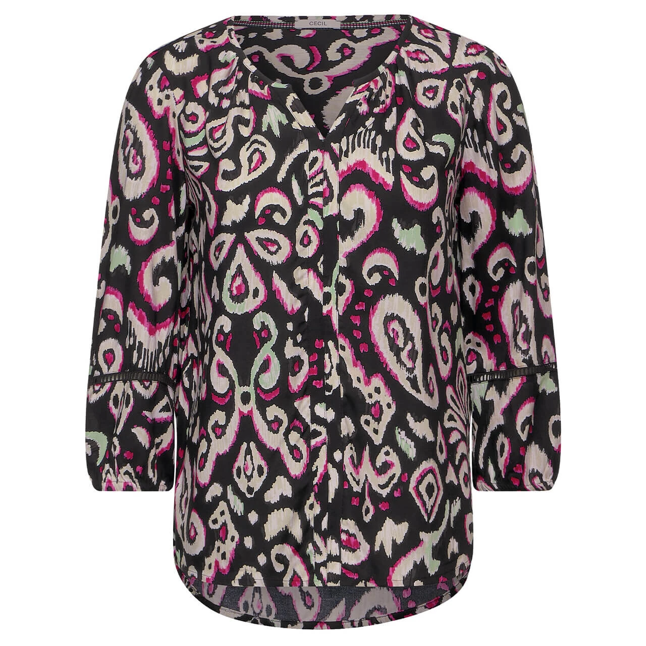 Cecil Damen 3/4 Arm Bluse Multicolor Print Black 1 Cecil Damen 3/4 Arm Bluse Multicolor Print Black
