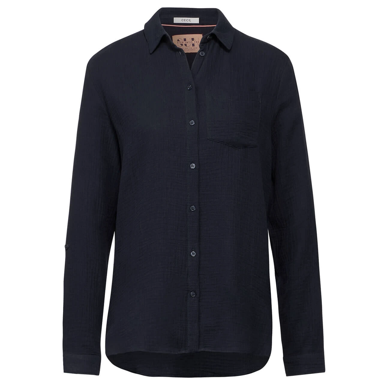 Cecil Damen Langarm Bluse Musselin Blouse Universal Blue 1 Cecil Damen Langarm Bluse Musselin Blouse Universal Blue