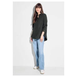 Cecil Damen Langarm Bluse Musselin Blouse Strong Khaki -Modezauber Günstiges Geschäft cecil musselin blouse bluse gruen 15382 model