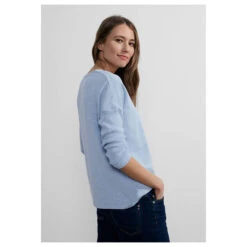 Cecil Damen 3/4 Arm Pullover Oversized V-Neck Tranquil Blue Melange 7 Cecil Damen 3/4 Arm Pullover Oversized V-Neck Tranquil Blue Melange -Modezauber Günstiges Geschäft cecil oversized v neck pullover blau 13996 model hinten