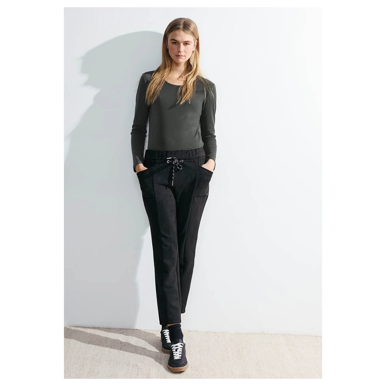 Cecil Damen Langarm Shirt Pia Strong Khaki 5 Cecil Damen Langarm Shirt Pia Strong Khaki – Bild 5