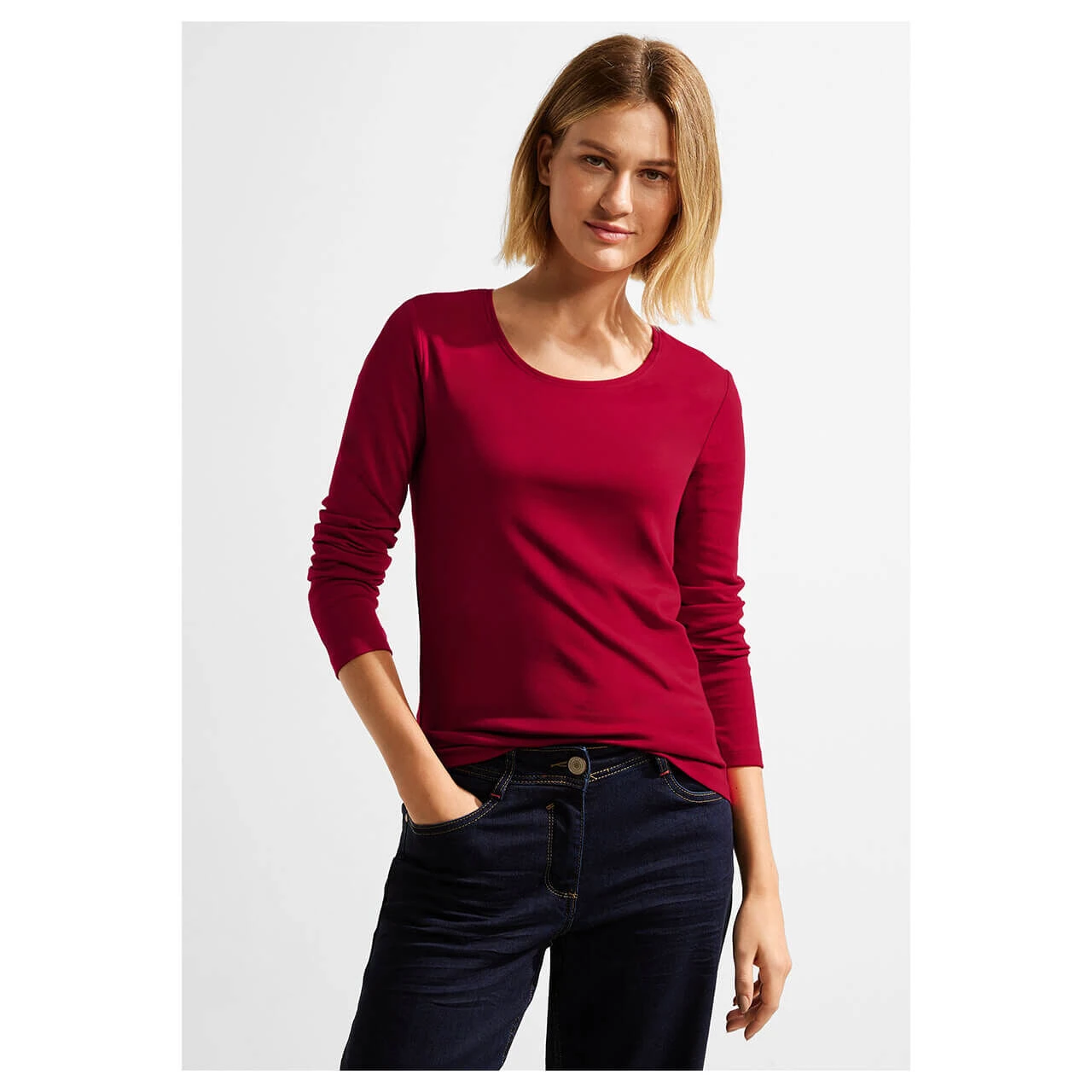 Cecil Damen Langarm Shirt Pia Casual Red 2 Cecil Damen Langarm Shirt Pia Casual Red – Bild 2